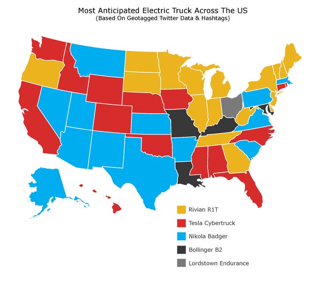 Interest n electric pickups. based on Twitter traffic.